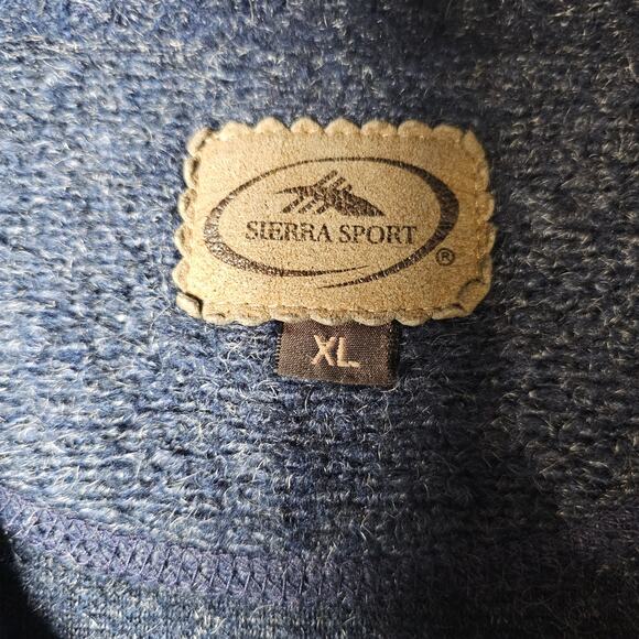 Sierra Sport Vintage Textured Mohair Blend Cozy Blue Sweater Ribbon Detail XL - Picture 5 of 9